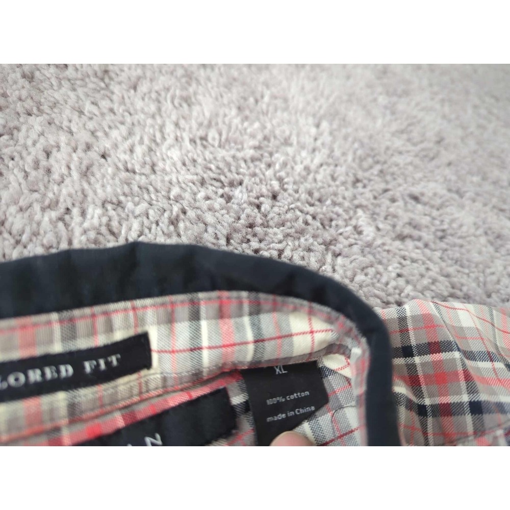 Sean John Shirt Mens XL Red Plaid Long Sleeve Button Front Tailored Fit - Picture 3 of 8